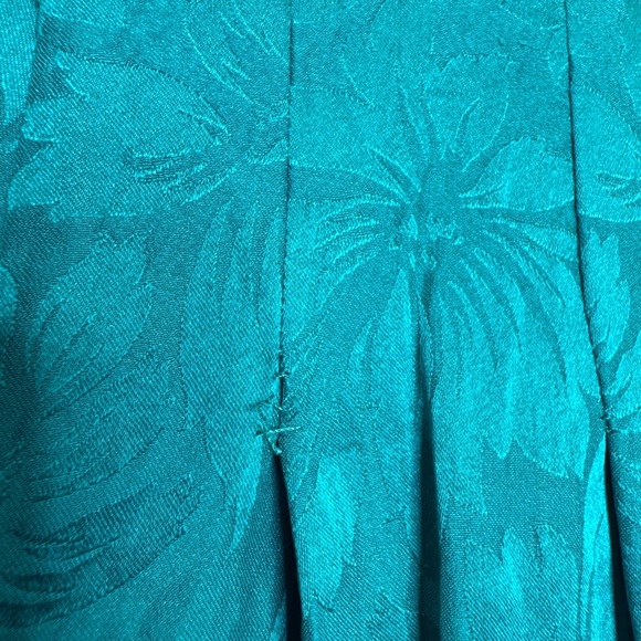 Vintage Adrianna Papell 💯Silk Sheath Teal Green Button Down Dress Women's 6 - Picture 4 of 6